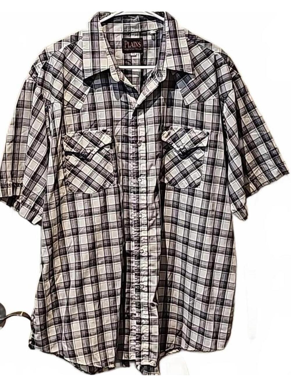 Plains western wear pearl snap short sleeve plaid. Size XL